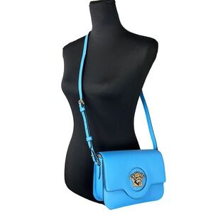 Versace Blue Leather Medusa Crossbody Bag